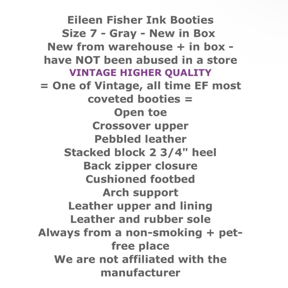 Eileen Fisher Ink Ankle Booties 7 VINTAGE Gray Pebbled Leather Zip Back NIB - Picture 2 of 16